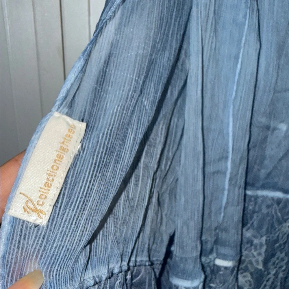 Light Blue Lace-Hem Women's Scarf - Picture 3 of 5